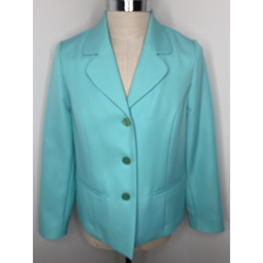 Alfred Dunner Women's Mint Green Career Blazer Work Suit Jacket Sz 8 New Church